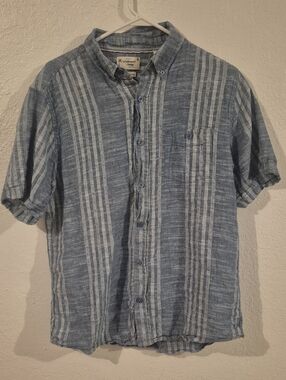 Weatherproof Vintage Linen Shirts Lot of 2 Mens Large Short Sleeve Button Up...